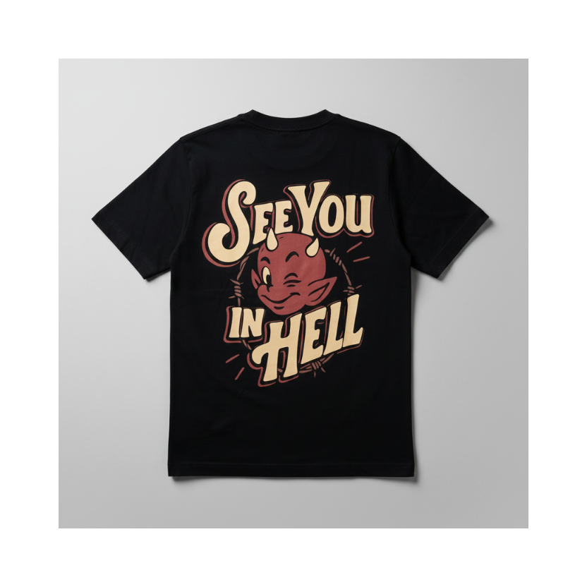 Camiseta Oversized - See you in hell - Daga Tattoo Apparel